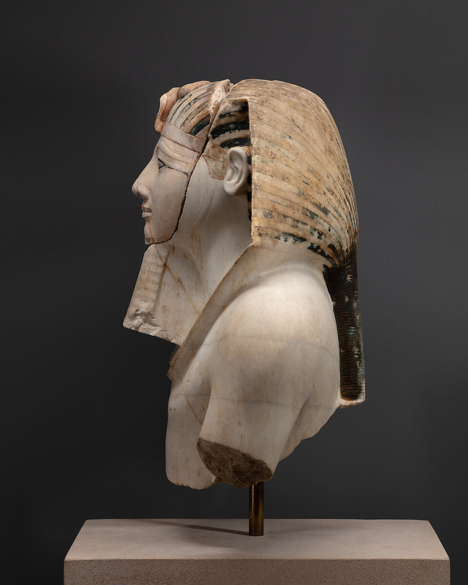 Upper part of a statue of Thutmose III, Indurated limestone