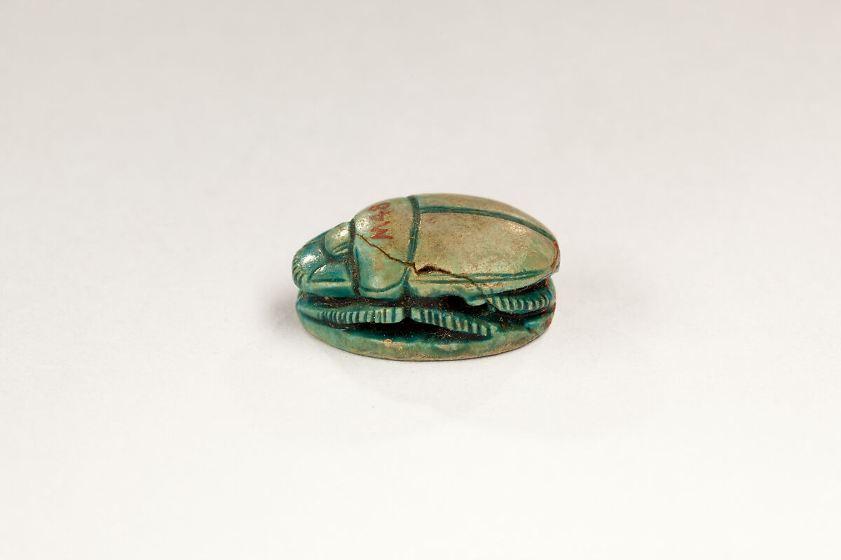 Scarab Inscribed with the Throne Name of Thutmose I, Steatite, glazed