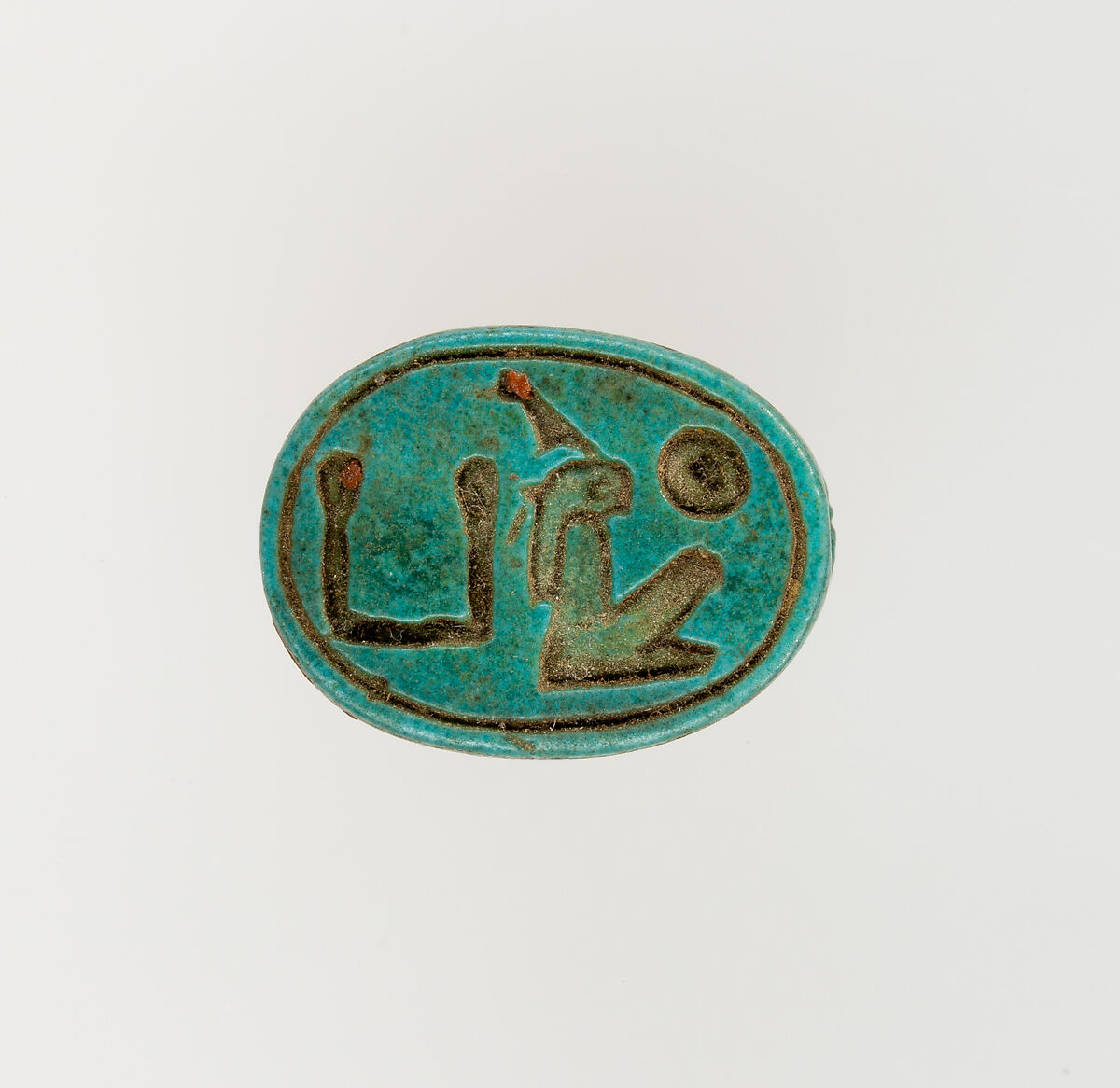 Scarab Inscribed with the Throne Name of Hatshepsut, Steatite (glazed) 