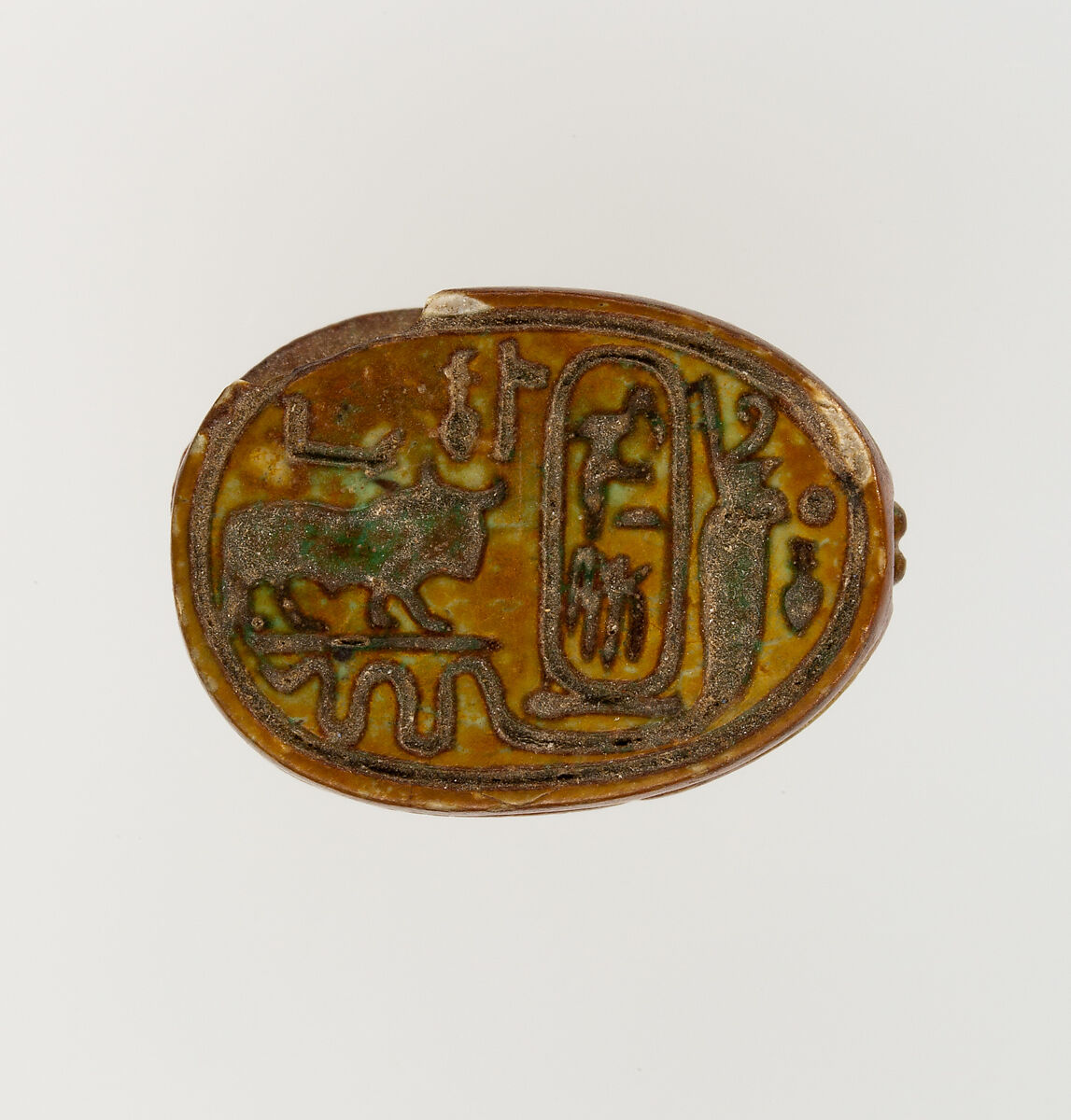 Scarab Inscribed for Thutmose I, Steatite (glazed) 