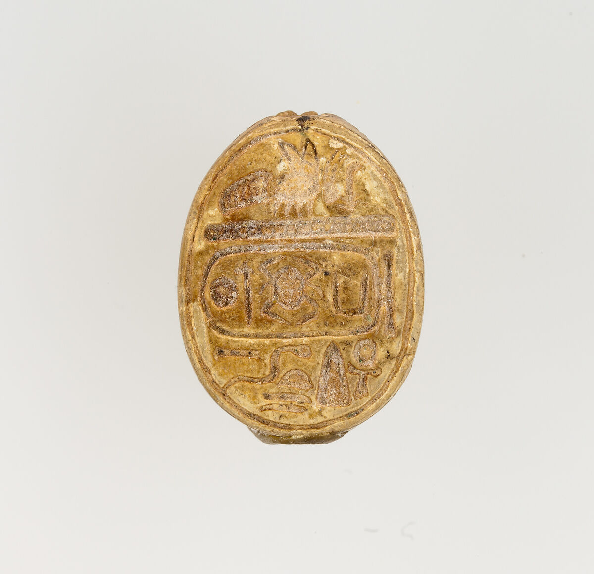 Scarab Inscribed with the Throne Name of Thutmose I, Steatite 