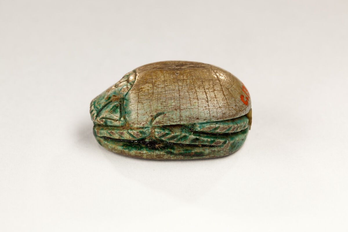 Scarab Inscribed with the Throne Name of Thutmose I, Steatite, glazed