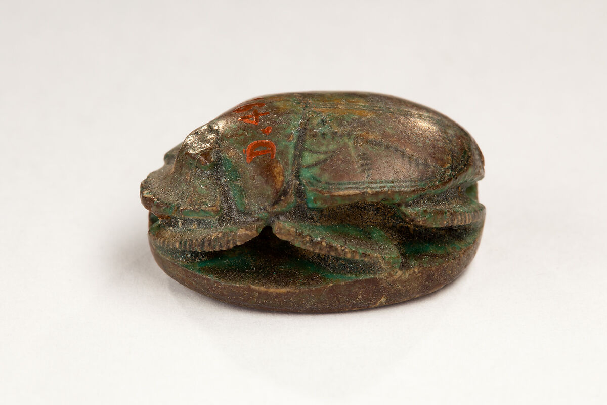 Scarab Inscribed with the Throne Name of Thutmose I, Steatite, glazed