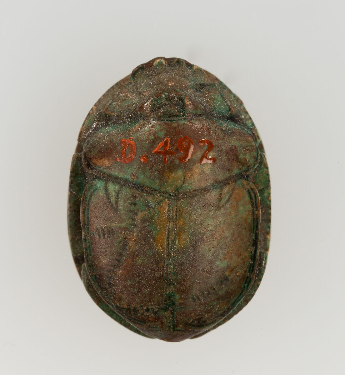 Scarab Inscribed with the Throne Name of Thutmose I, Steatite, glazed
