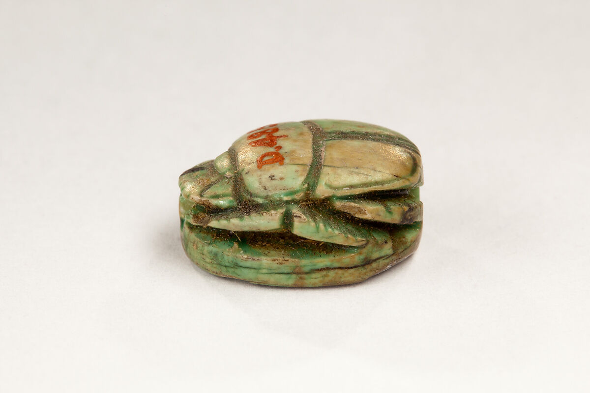 Scarab Inscribed with the Throne Name of Thutmose I, Steatite, glazed