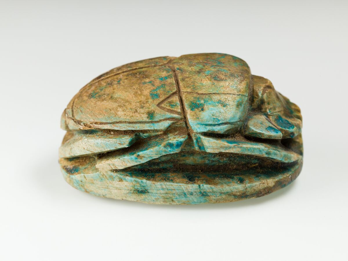 Scarab of Amenhotep III, ruler of Heliopolis, Green glazed steatite