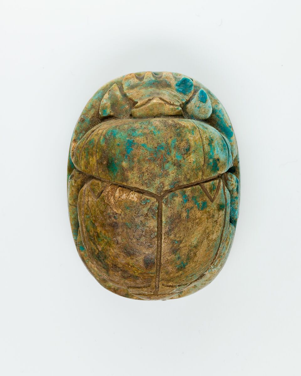 Scarab of Amenhotep III, ruler of Heliopolis, Green glazed steatite