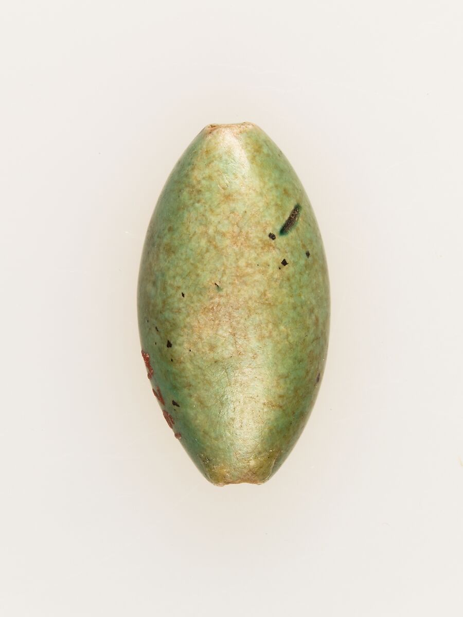 Cowroid with a Hathor emblem, Faience