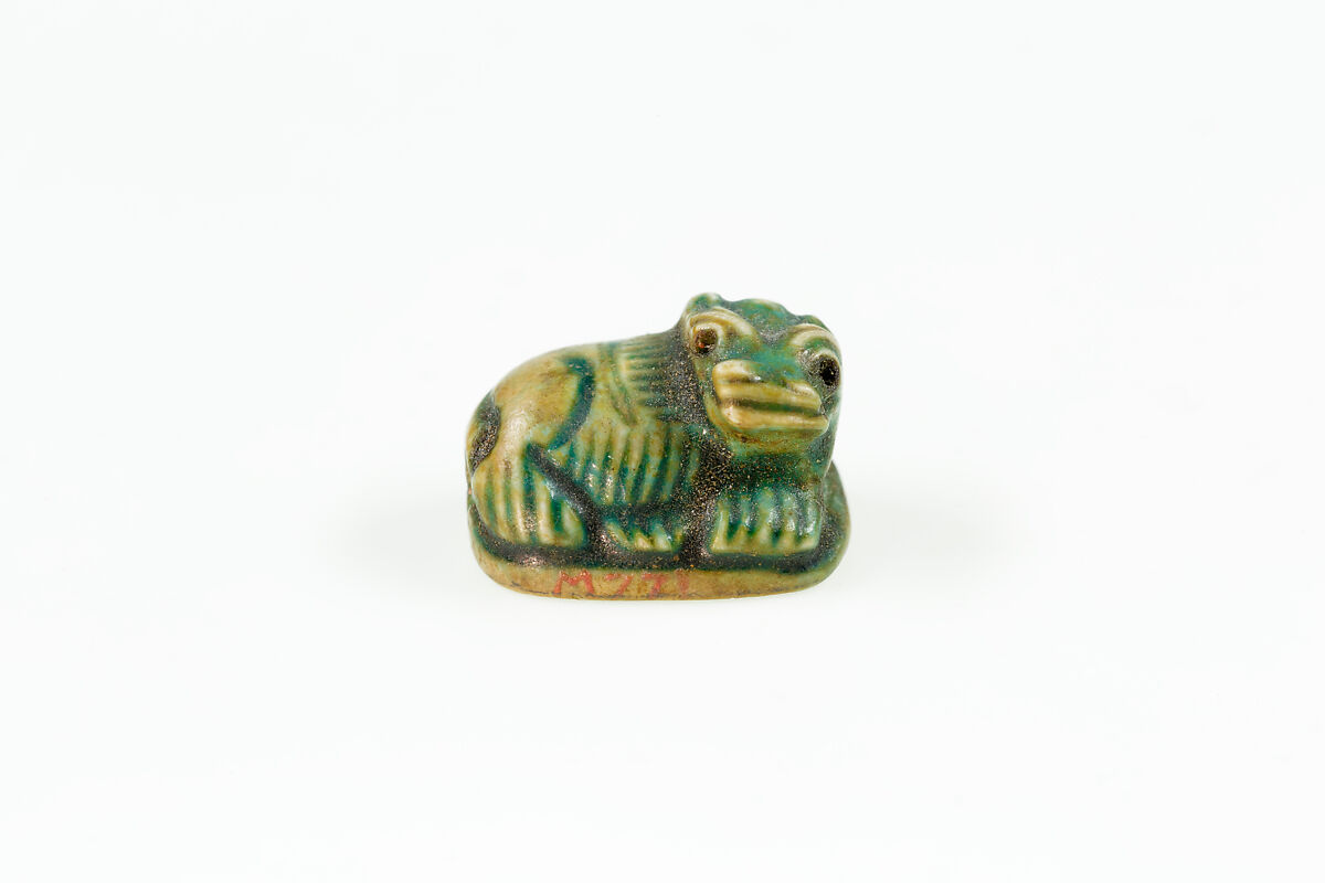 Seal Amulet in the Shape of a Hippopotamus, Glazed steatite