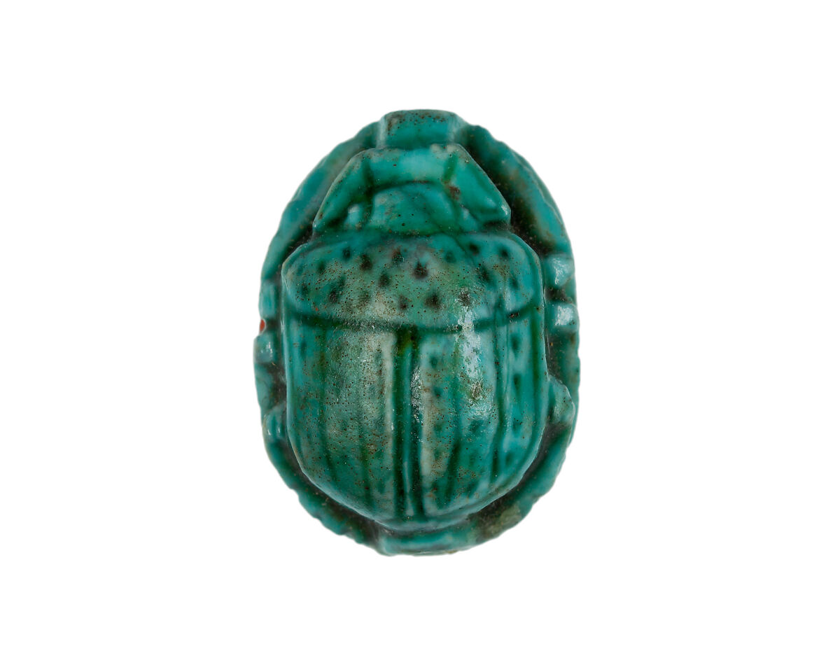 Scarab with decorative motif, Faience