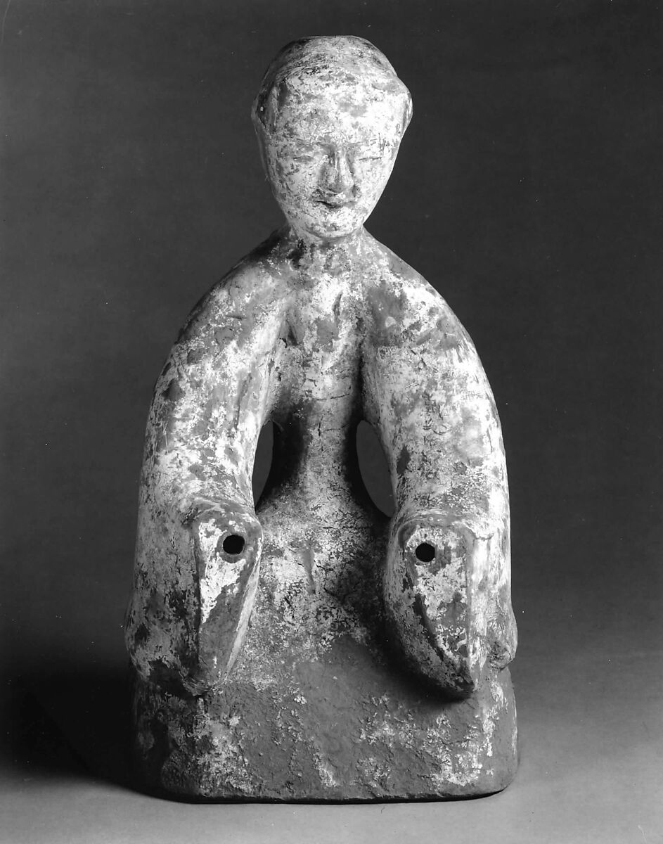 Kneeling Lady Attendant, Earthenware with pigments, China 