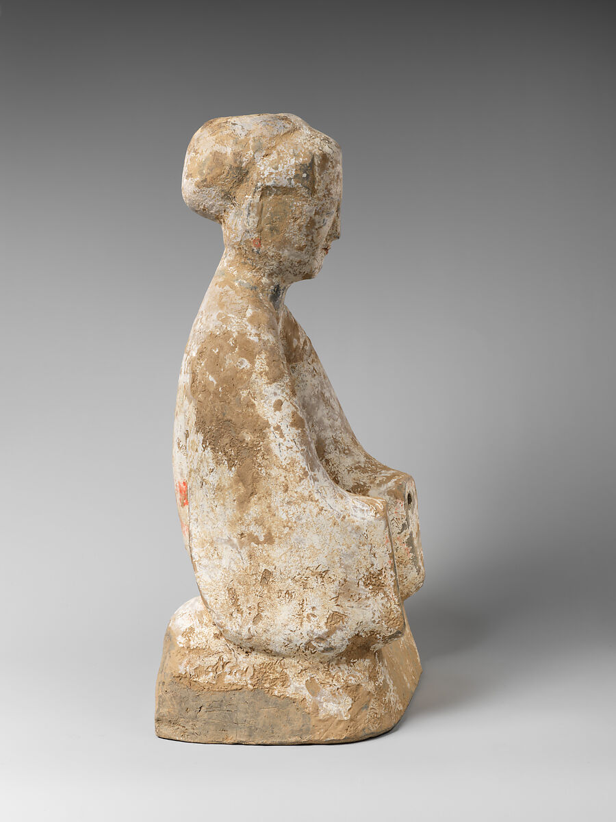 Kneeling attendant, Earthenware with pigments, China
