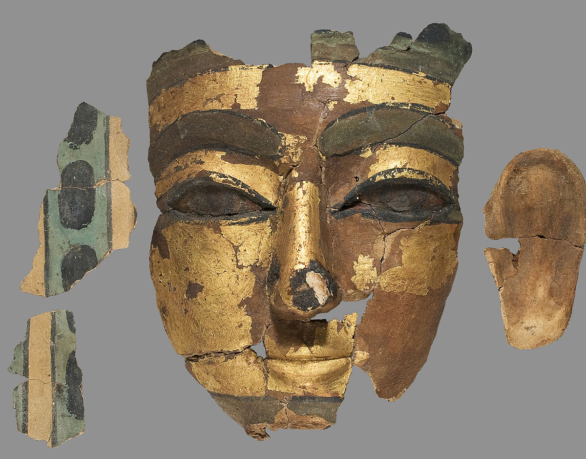 Mask, Pottery, gold leaf 