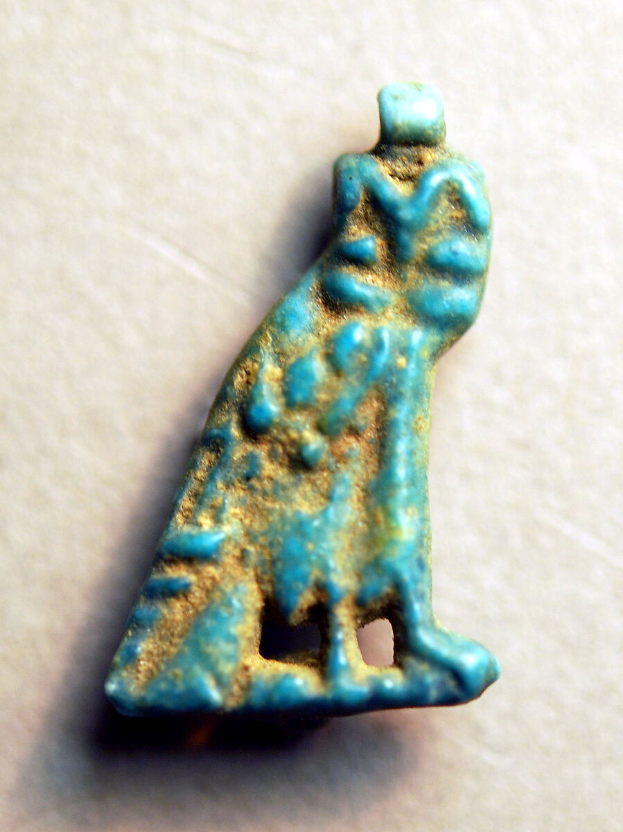 Owl Amulet, Faience 