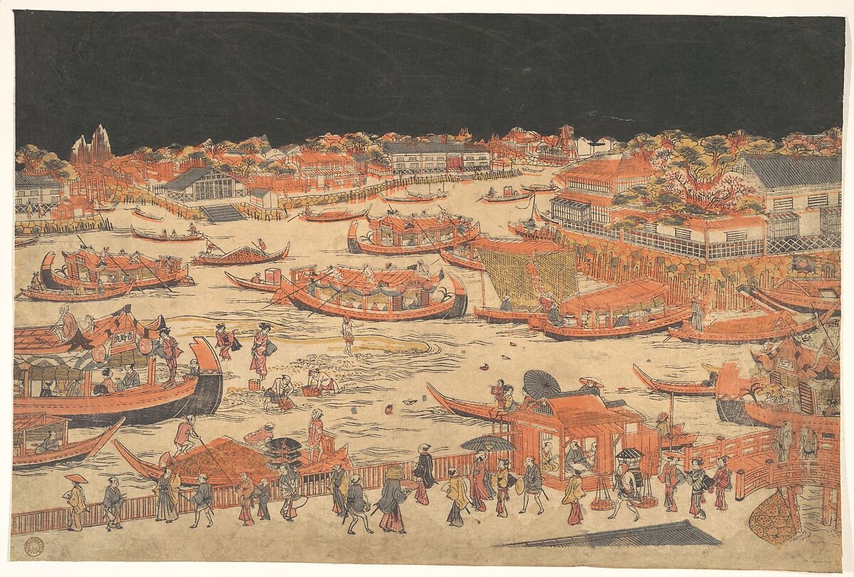Kawabiraki, Utagawa Toyoharu (Japanese, 1735–1814), Woodblock print; ink and color on paper, Japan 