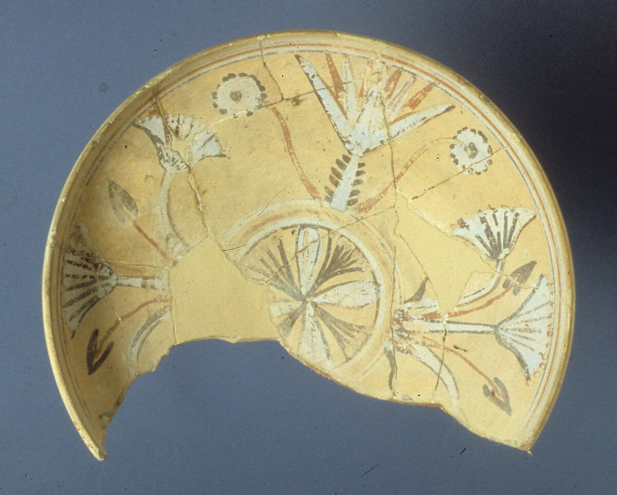 Bowl with Painted Decoration, Pottery, blue paint 