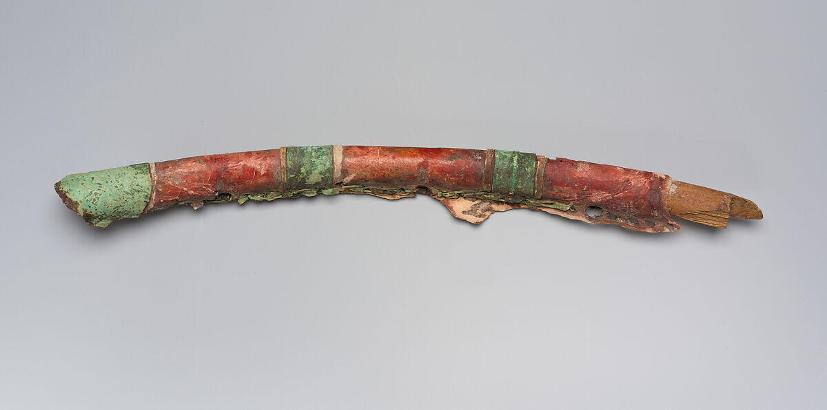 Harness Fragments from a Chariot of Amenhotep III, Leather (goatskin), dye, gold leaf
