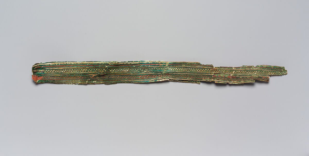 Harness Fragments from a Chariot of Amenhotep III, Leather (goatskin), dye, gold leaf
