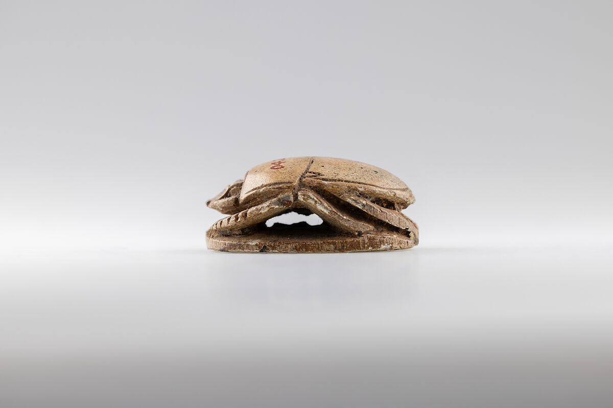 Scarab Inscribed for Thutmose III, Steatie, green glaze