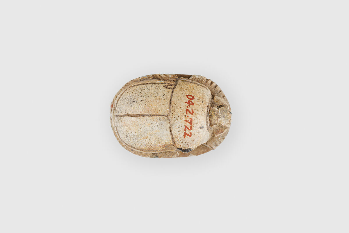 Scarab Inscribed for Thutmose III, Steatie, green glaze