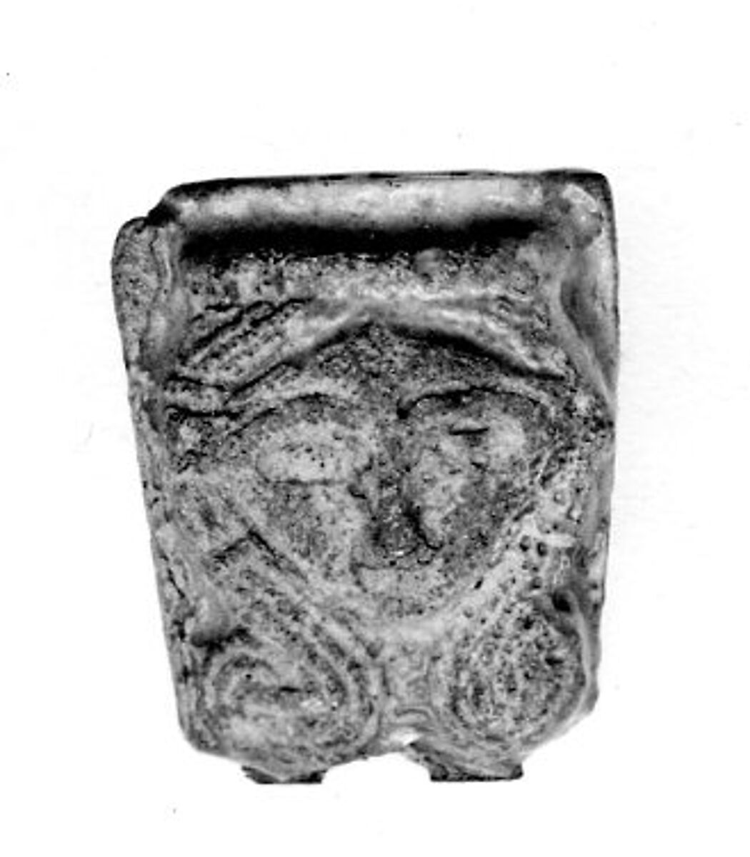 Hathor Head from a Sistrum Handle, Faience 