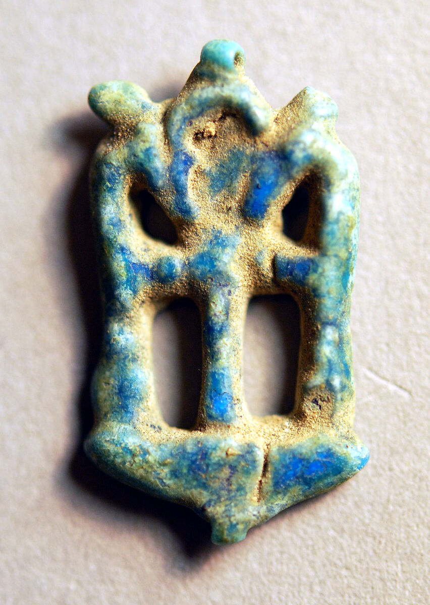 Amulet with an Ankh and Two Was Scepters, Faience 