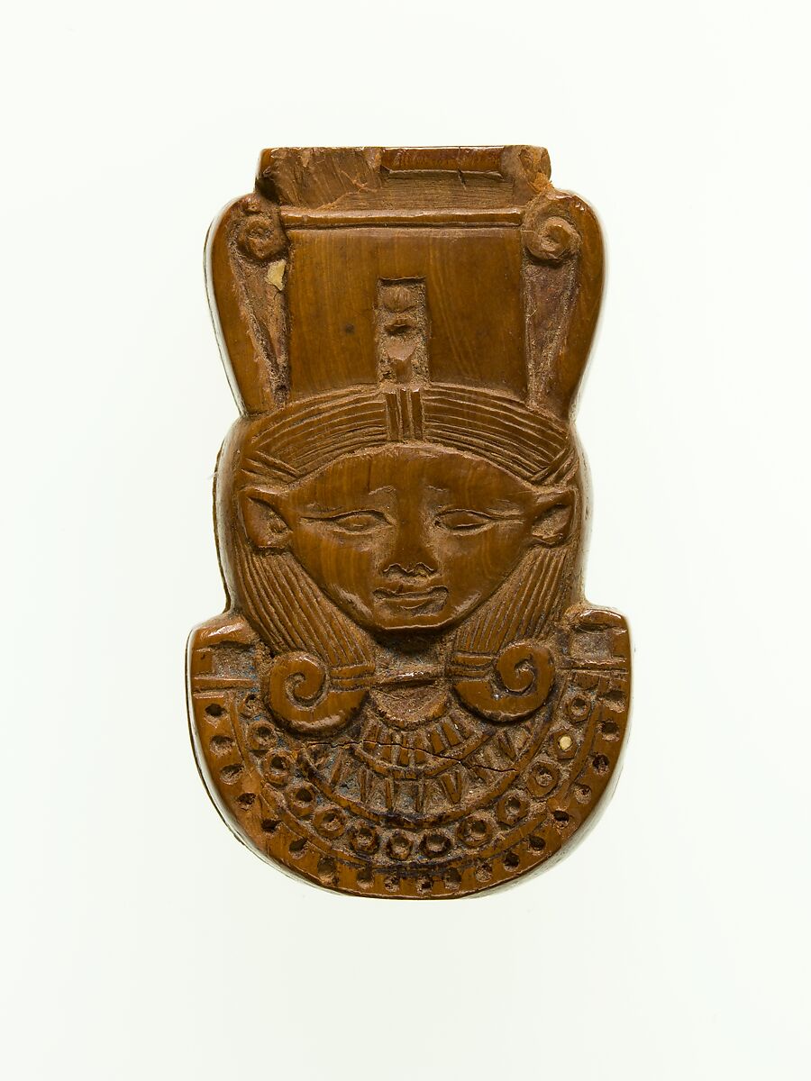 Hathor / Bat emblem, Elephant ivory, blue pigment