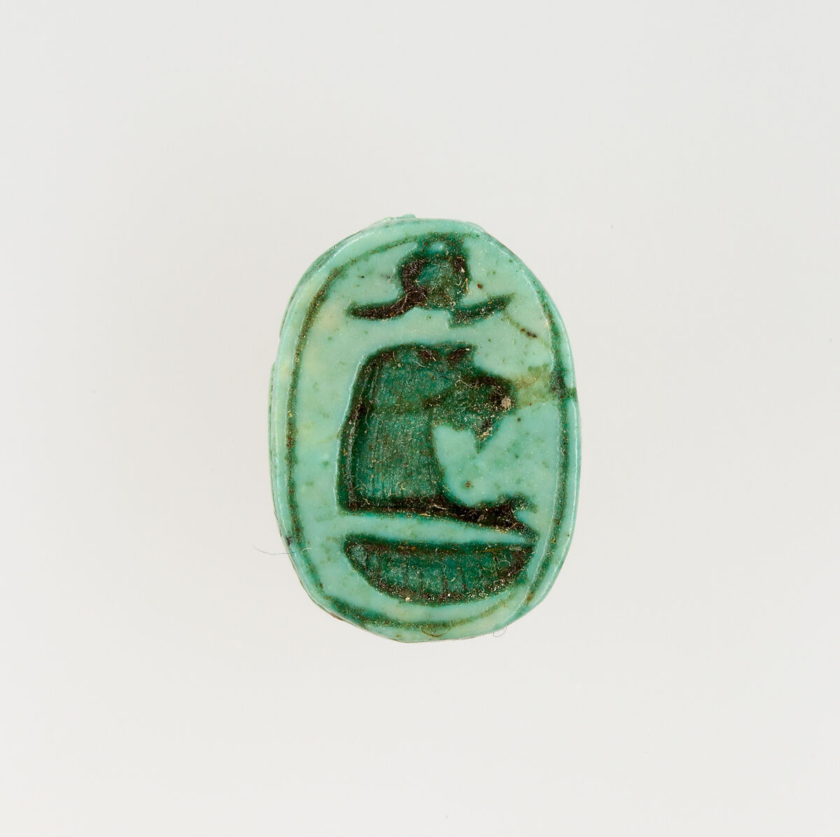 Scarab Inscribed with the Throne Name of Ahmose, Steatite, glazed 