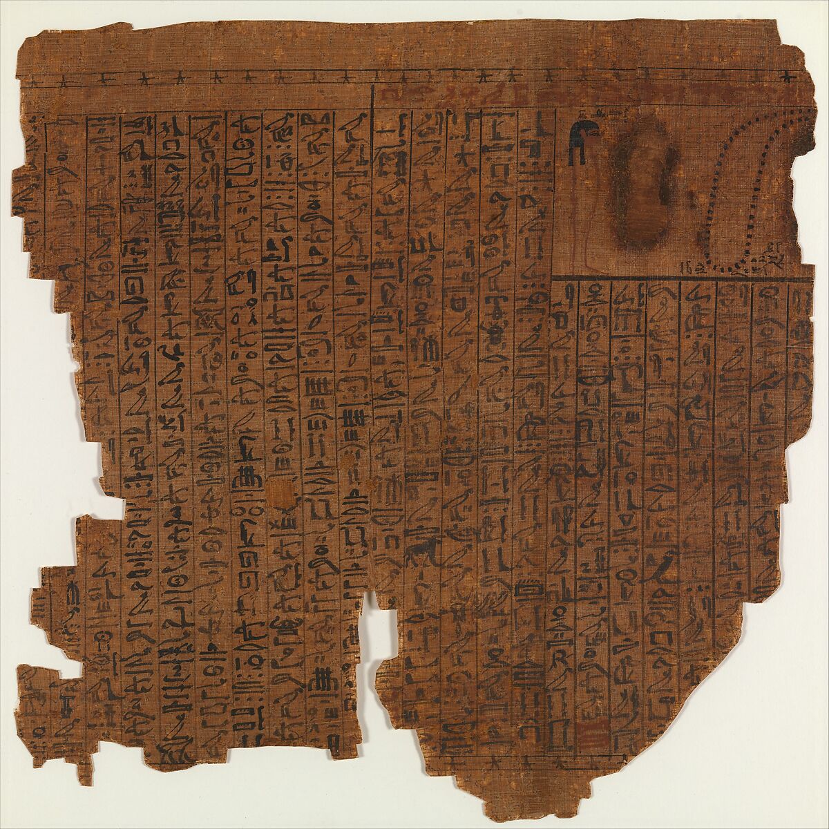 Sheet from the Papyrus of Amenhotep, Papyrus, ink, pigment 