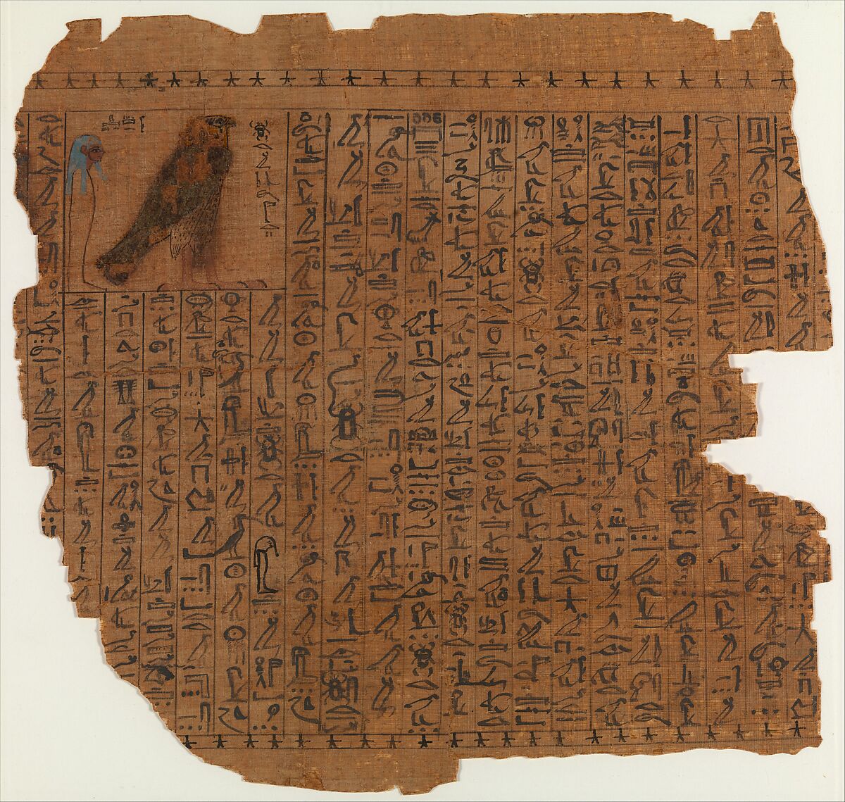 Sheet from the Papyrus of Amenhotep, Papyrus, ink, pigment