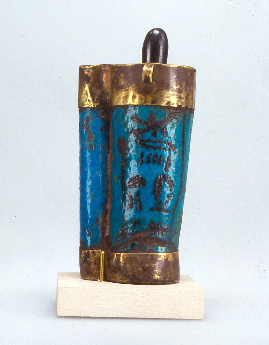 Kohl Tube and Applicator, Faience, gold; hematite 