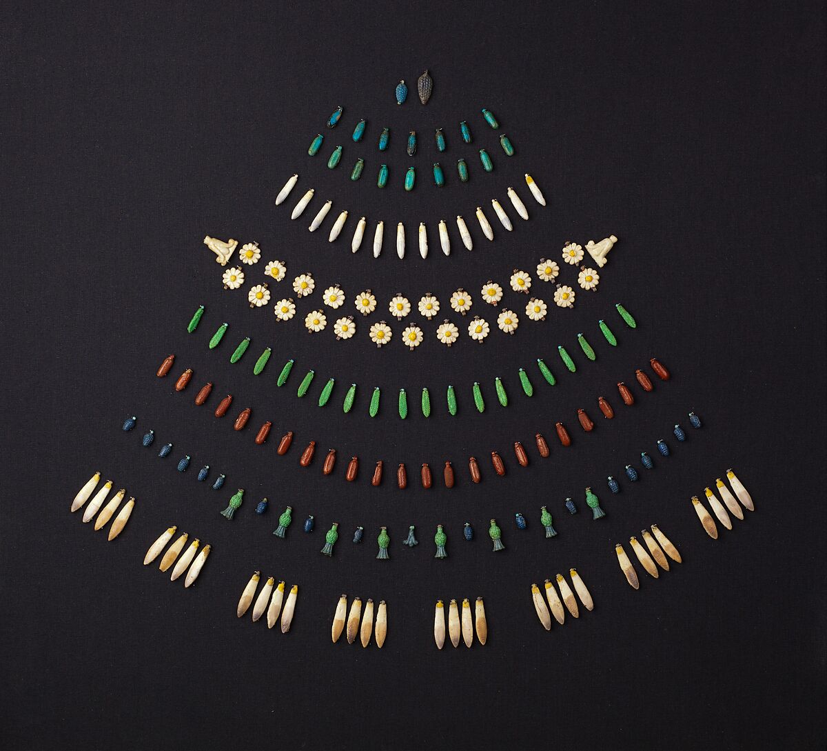 Group of 66 beads from broad collars, Faience 