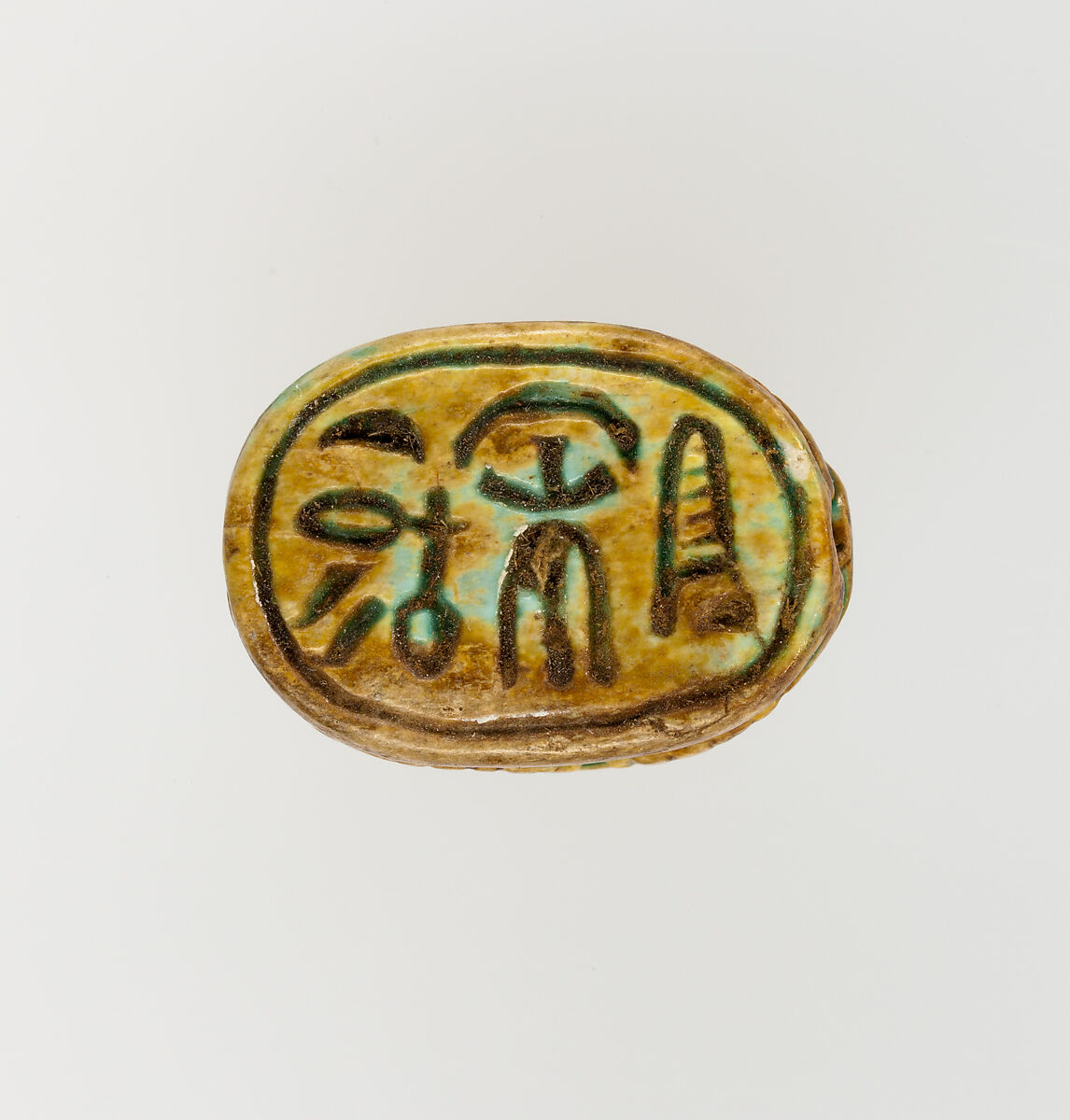 Scarab Inscribed with the Name Ahmose-Nefertari, Steatite, glazed 