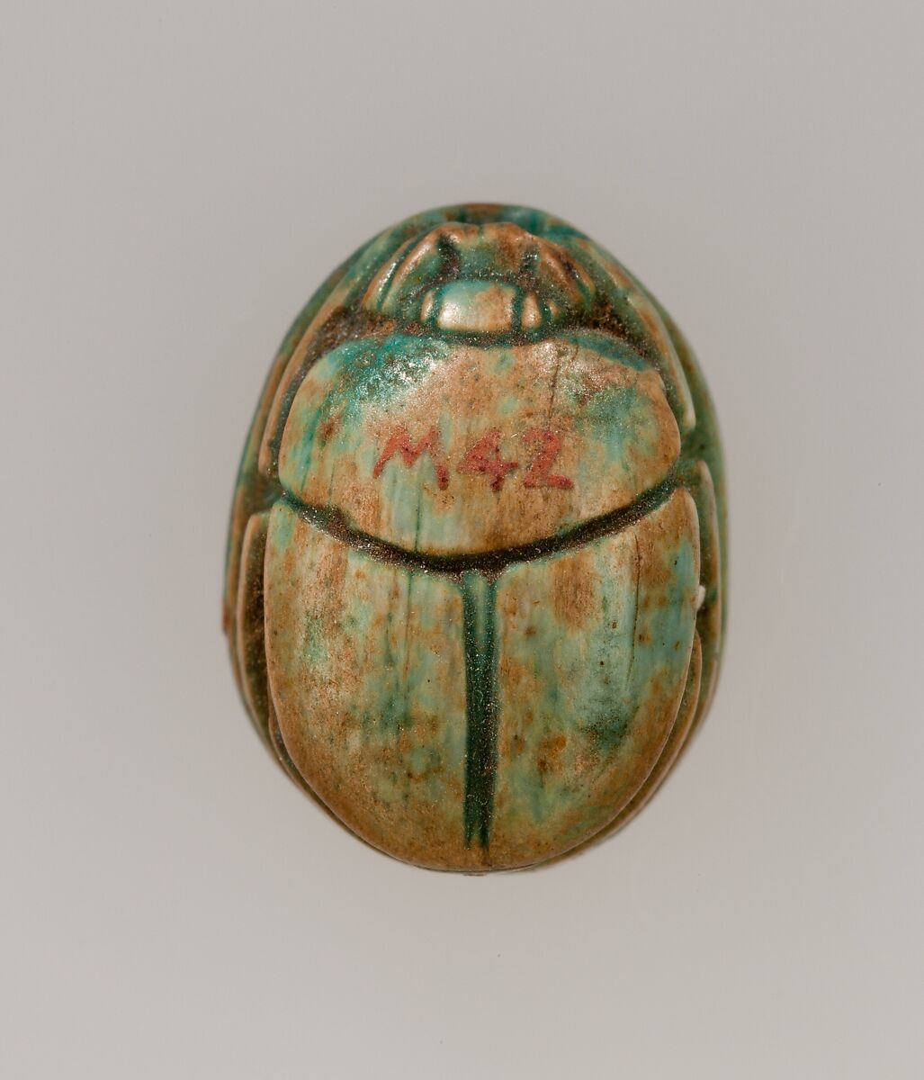 Scarab Inscribed for the God's Wife Nefertari, Steatite, glazed