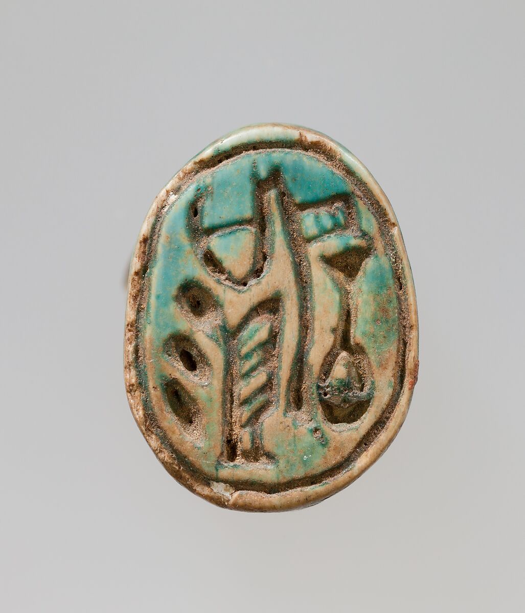Scarab Inscribed for the God's Wife Nefertari, Steatite, glazed 