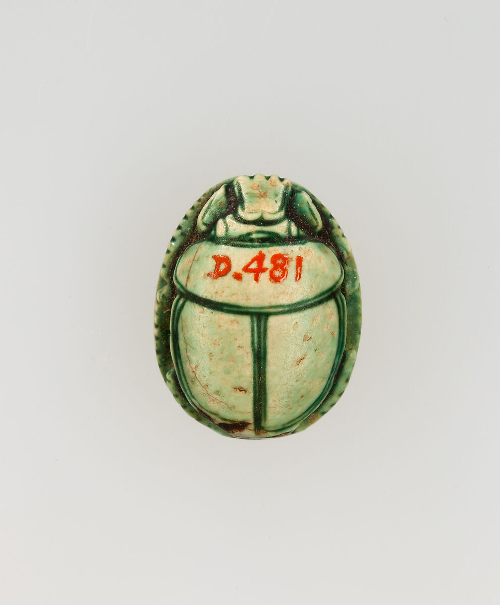 Scarab Inscribed with the Throne Name of Amenhotep I, Steatite, glazed
