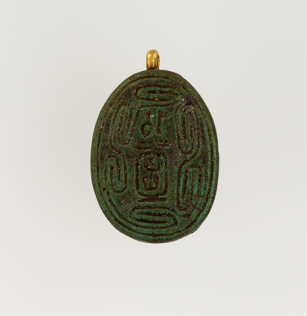 Scarab Inscribed with the Throne Name of Amenhotep I, Egyptian Blue ?, gold 