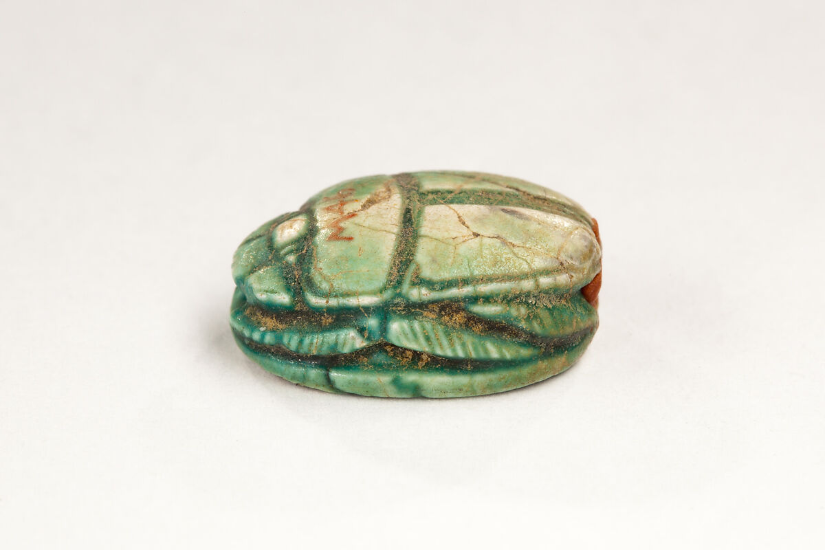 Scarab Inscribed with the Throne Name of Amenhotep I, Steatite, glazed