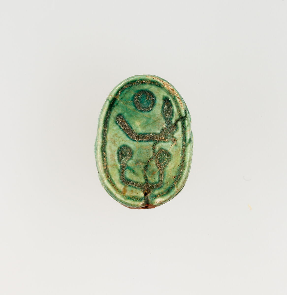 Scarab Inscribed with the Throne Name of Amenhotep I, Steatite, glazed 