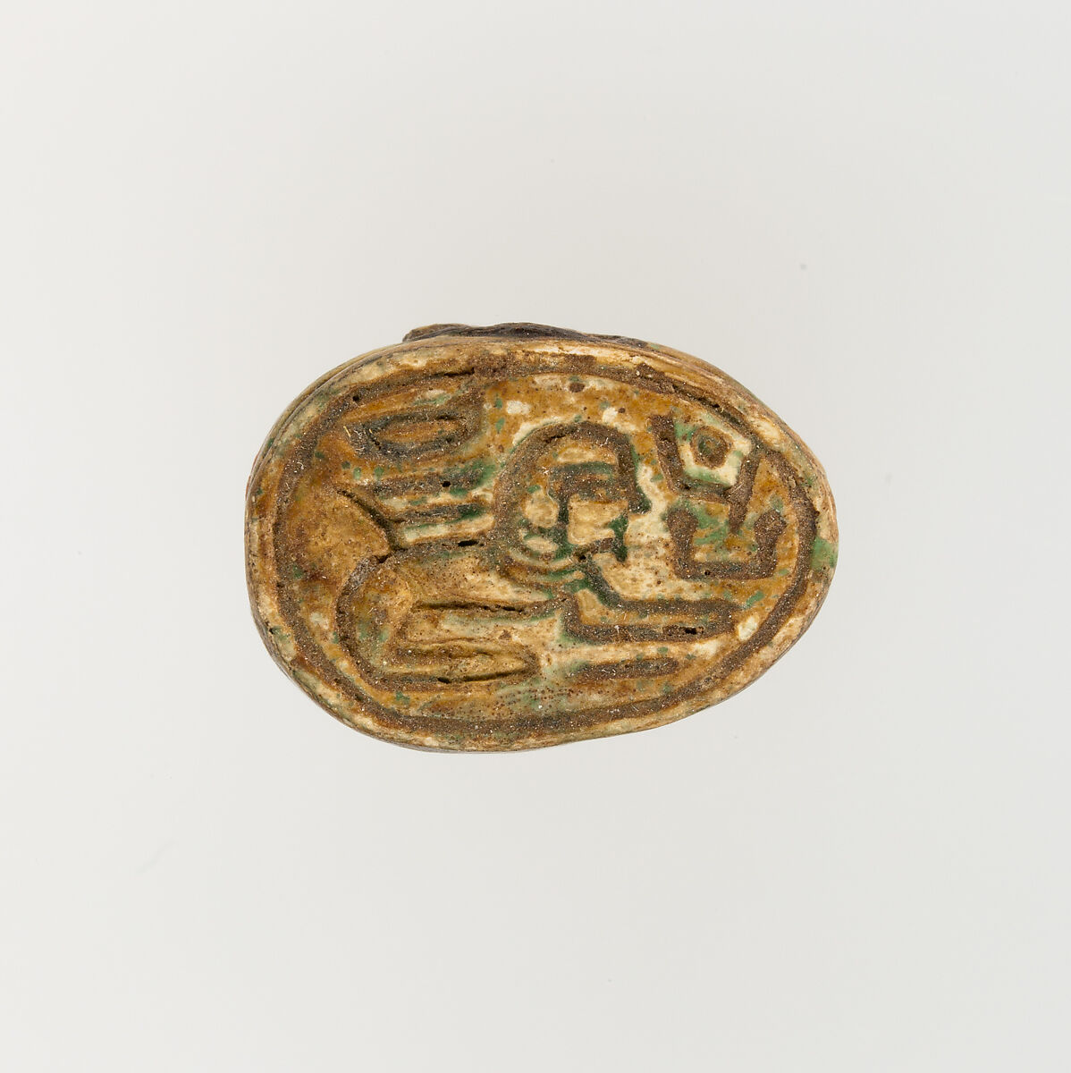 Scarab Inscribed with the Throne Name of Amenhotep I, Steatite, glazed 