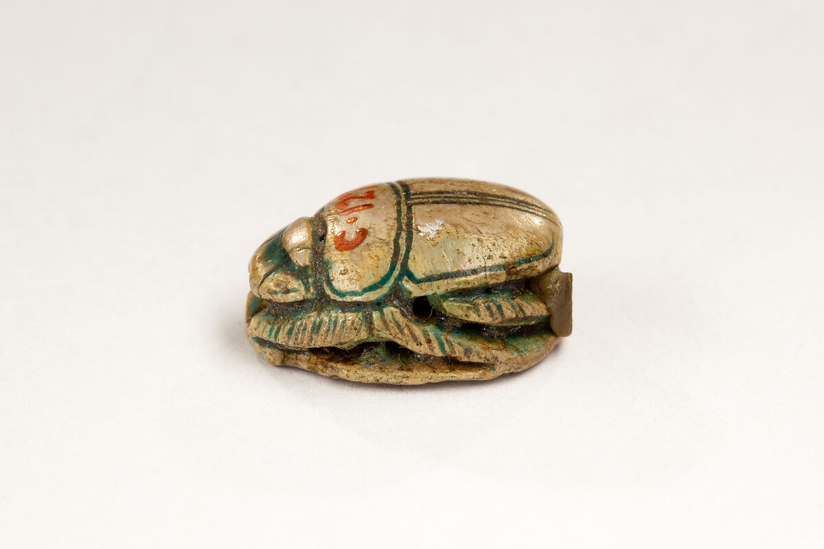 Scarab Inscribed with the Throne Name of Amtenhotep I, Steatite, glazed