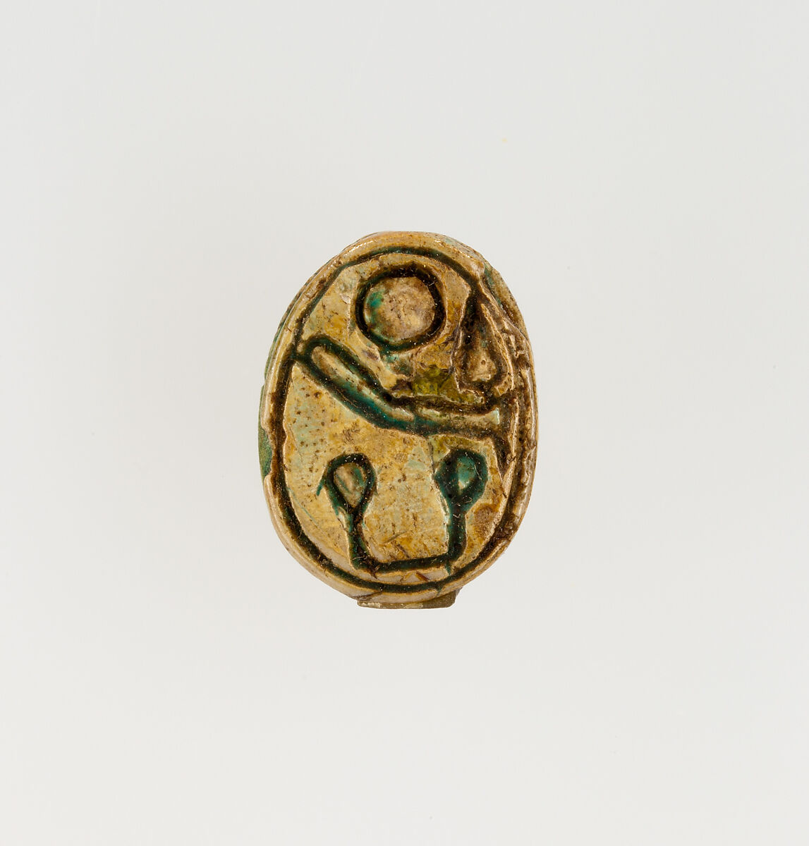 Scarab Inscribed with the Throne Name of Amtenhotep I, Steatite, glazed 