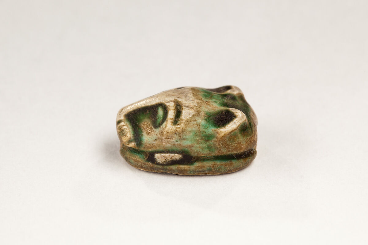 Leopard-Head Seal Inscribed with the Throne Name of Amenhotep I, Steatite, glazed