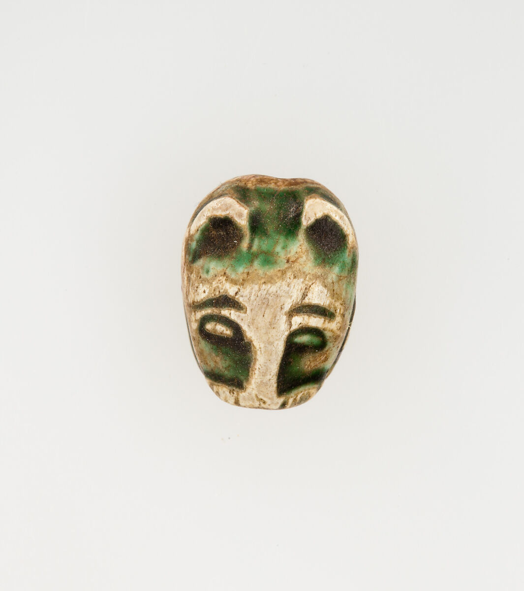 Leopard-Head Seal Inscribed with the Throne Name of Amenhotep I, Steatite, glazed