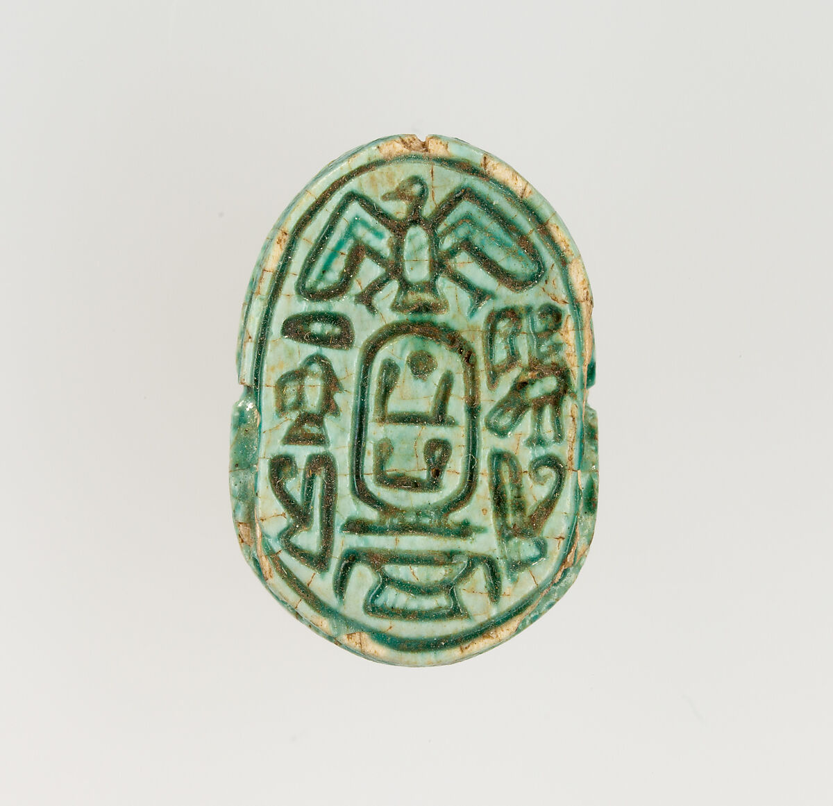 Scarab Inscribed with the Throne Name of Amenhotep I, Steatite, glazed 