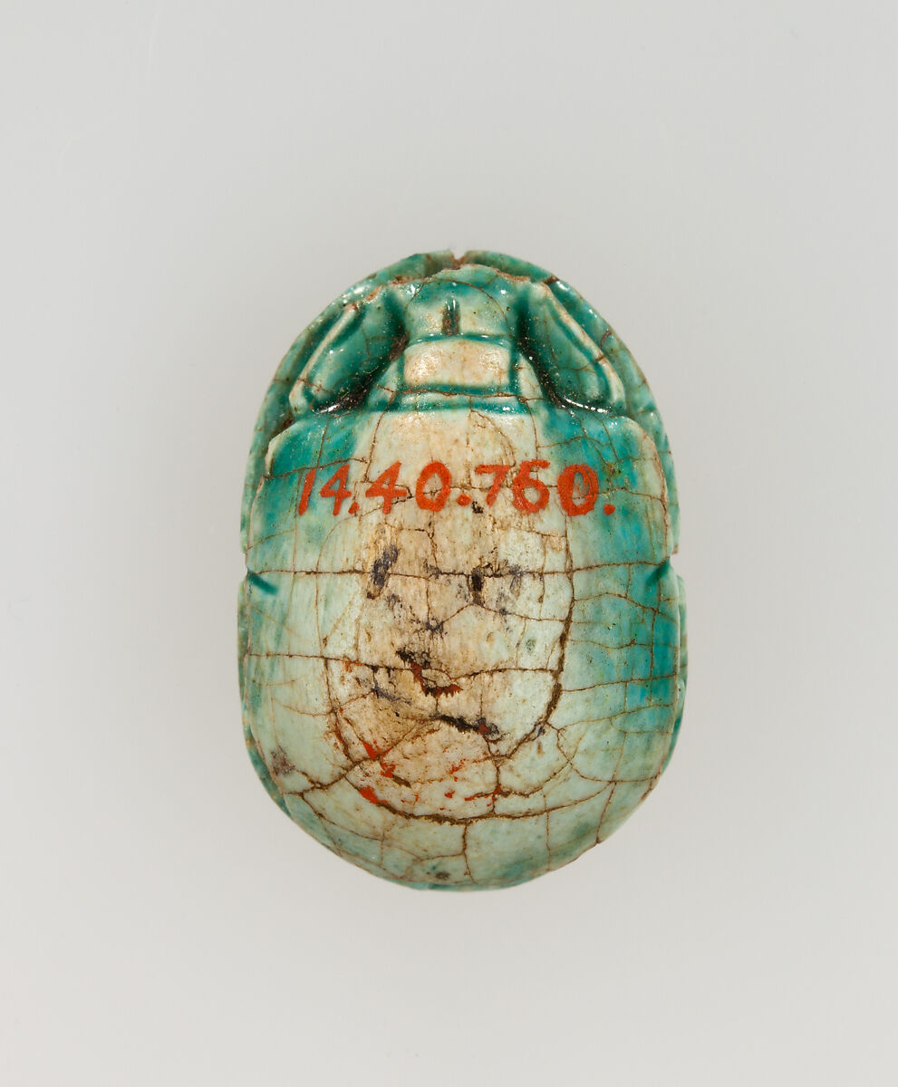 Scarab Inscribed with the Throne Name of Amenhotep I, Steatite, glazed