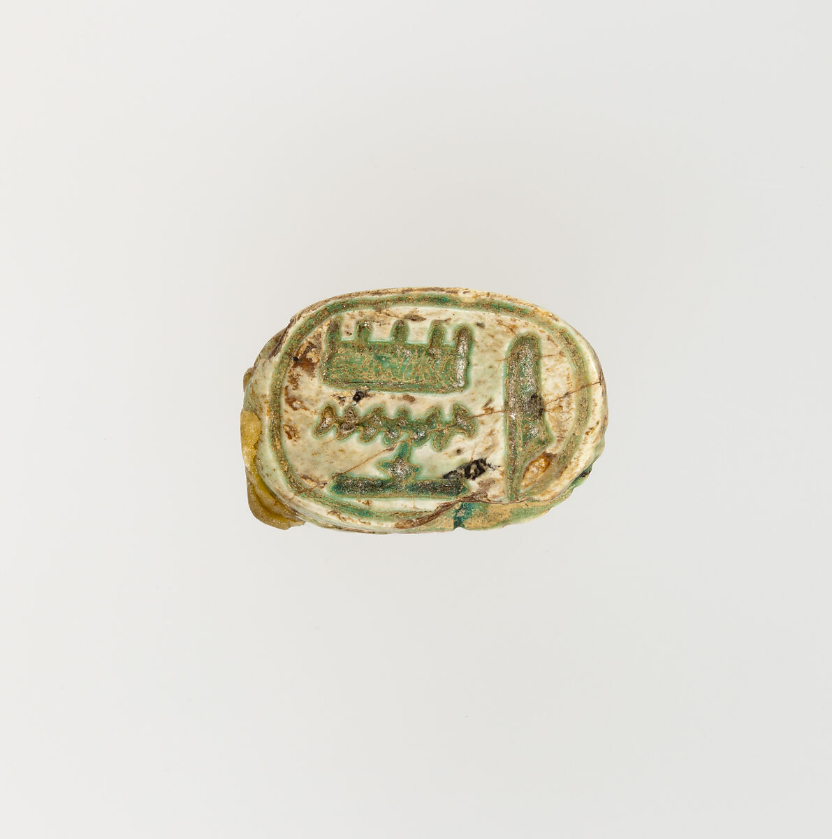 Scarab Inscribed with the Name Amtenhotep, Steatite, glazed 