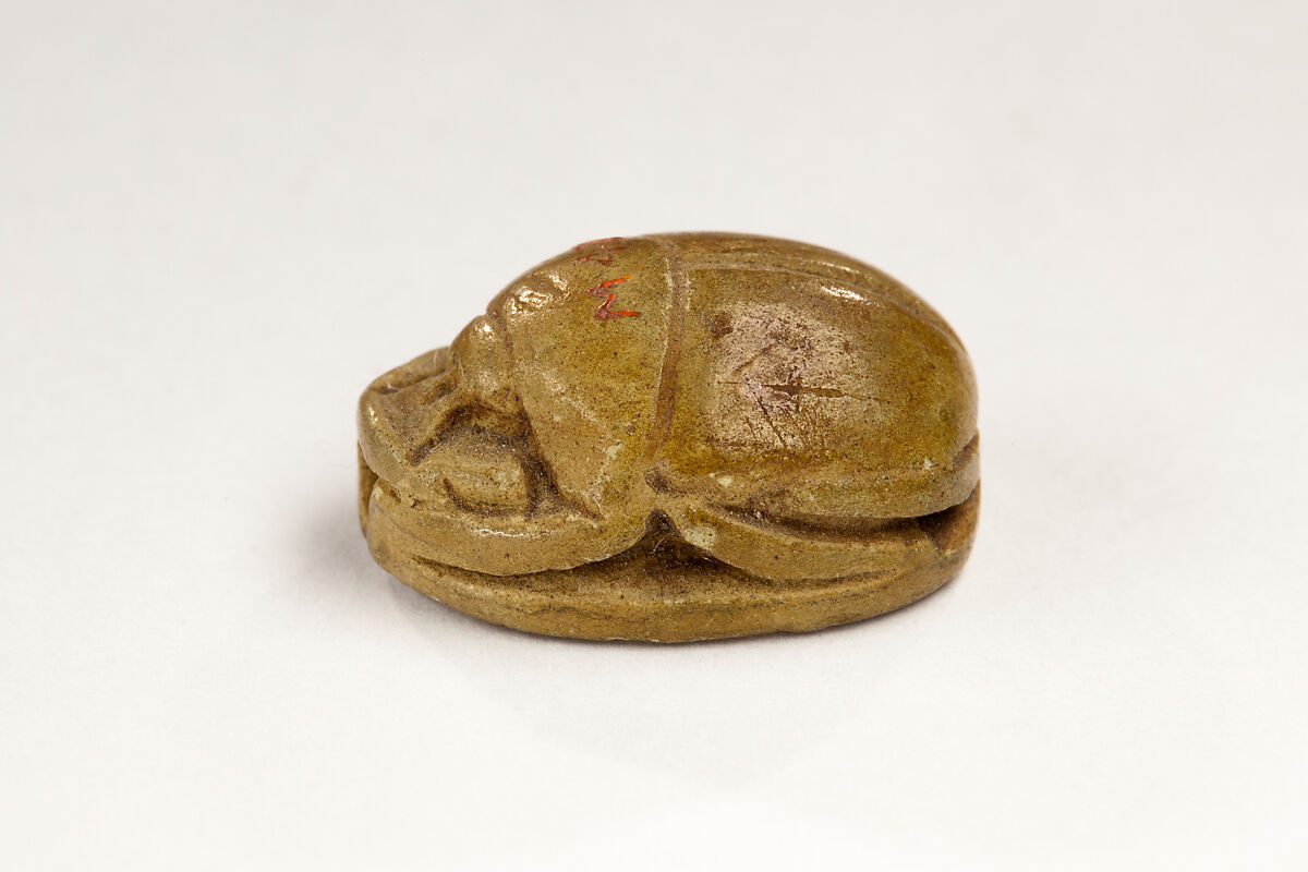 Scarab Inscribed with the Throne Name of Amenhotep I, Steatite, glazed