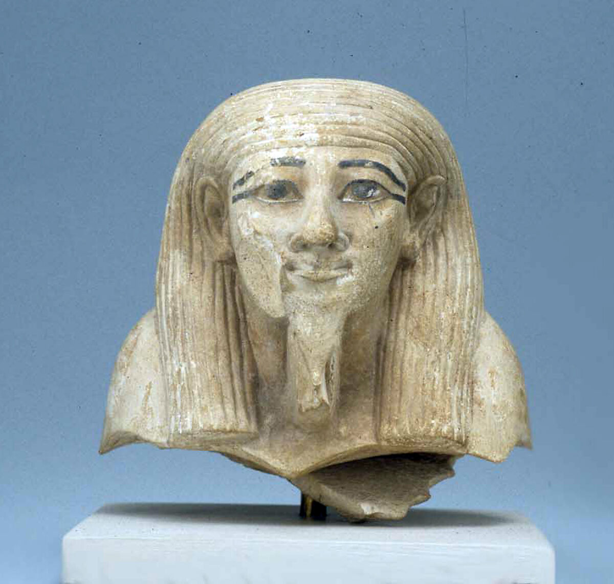 Head from Shabti, Limestone 