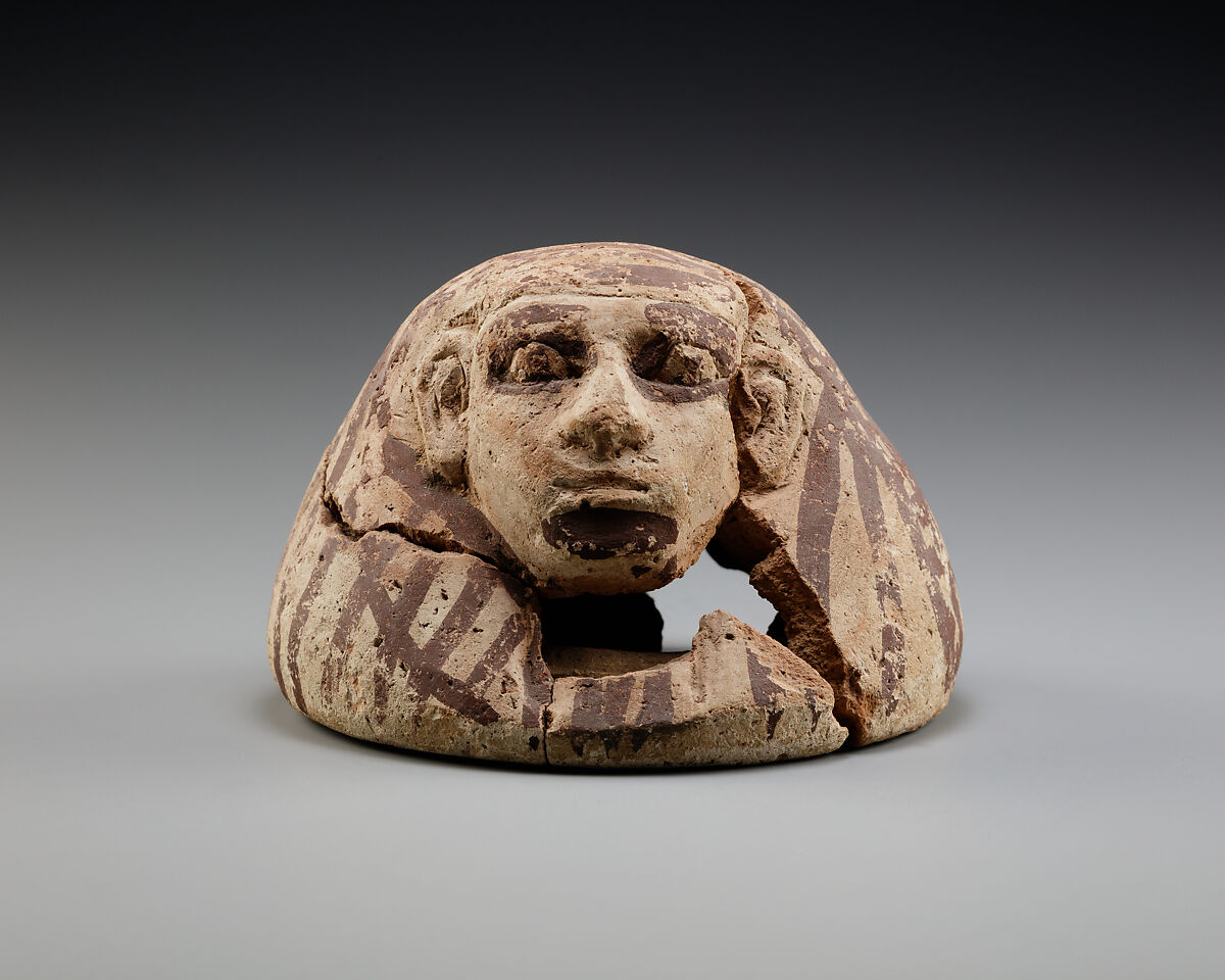 Canopic Jar Lid Belonging to Senimen, Pottery (Marl A4), paint 